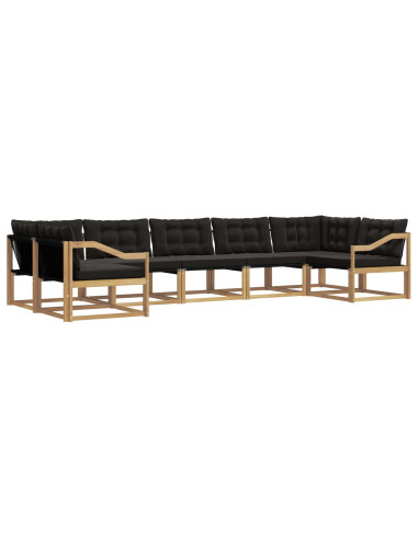 Set di divani da esterno con cuscino 7 pcs Bianco e Nero