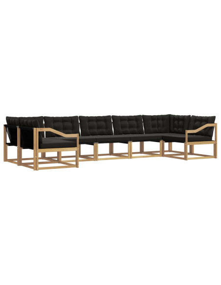 Set di divani da esterno con cuscino 7 pcs Bianco e Nero