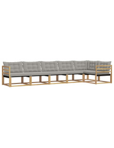 Set di divani da esterno 6 pcs Bianco e Grigio Chiaro 2