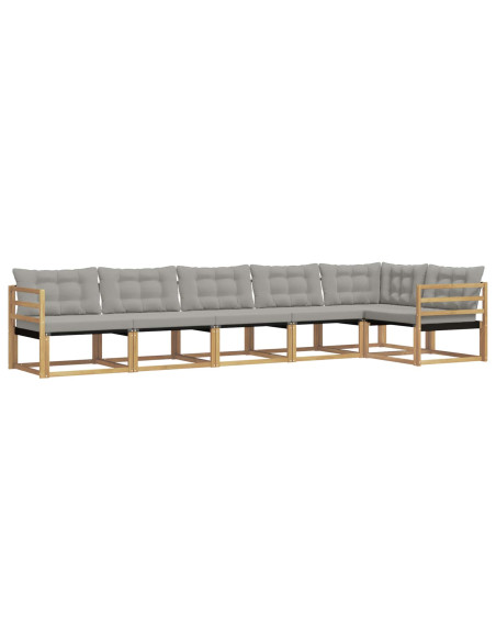 Set di divani da esterno 6 pcs Bianco e Grigio Chiaro