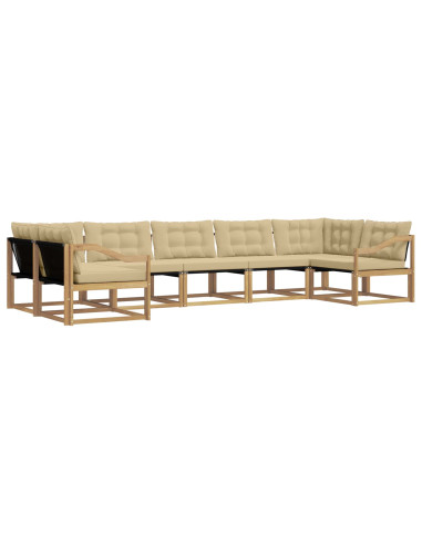 Set di divani da esterno con cuscino 7 pcs Bianco e Beige