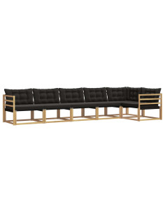 Set di divani da esterno con cuscino 6 pcs Bianco e Nero 2