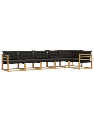 Set di divani da esterno con cuscino 6 pcs Bianco e Nero