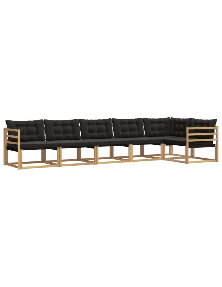Set di divani da esterno con cuscino 6 pcs Bianco e Nero