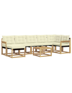 Set di divani da esterno con cuscino 8 pcs Bianco e Crema 2