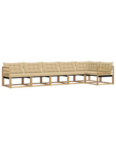 Set di divani da esterno con cuscino 6 pcs Bianco e Beige 2