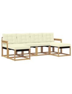 Set di divani da esterno con cuscino 6 pcs Bianco e Crema 2