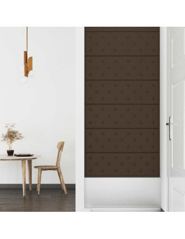Testiera da Parete 12 pcs Marrone 90 x 30 cm Pelle Sintetica