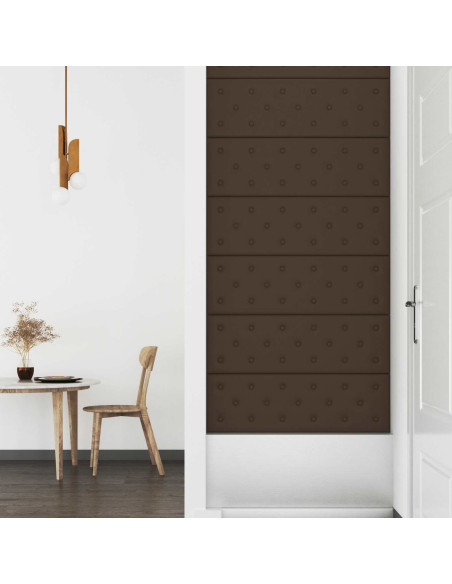Testiera da Parete 12 pcs Marrone 90 x 30 cm Pelle Sintetica