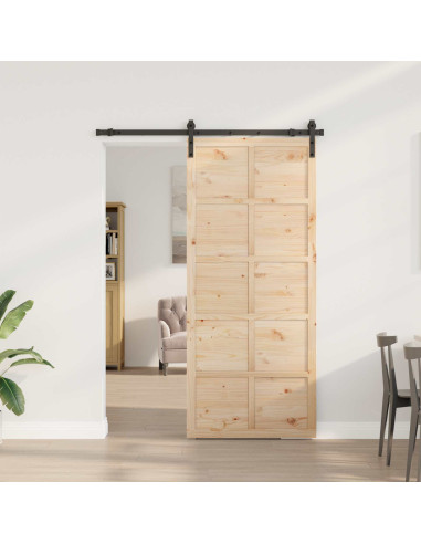 Porta scorrevole Naturale 80 x 208 cm Legno Massello di Pino