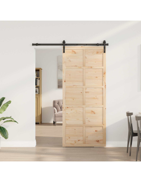 Porta scorrevole Naturale 80 x 208 cm Legno Massello di Pino