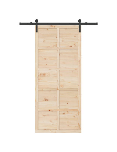 Porta scorrevole Naturale 80 x 208 cm Legno Massello di Pino