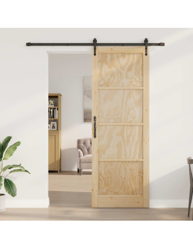 Porta scorrevole ORKDAL Naturale e Nero 83 x 232 cm