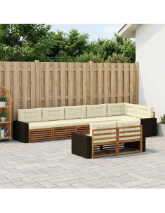 Set di divani da esterno con cuscino 8 pcs Naturale e Crema