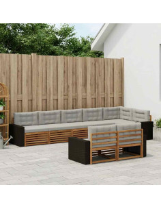 Set di divani da esterno 8 pcs Naturale e Grigio Chiaro