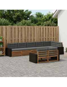 Set di divani da esterno con cuscino 8 pcs Naturale e Antracite