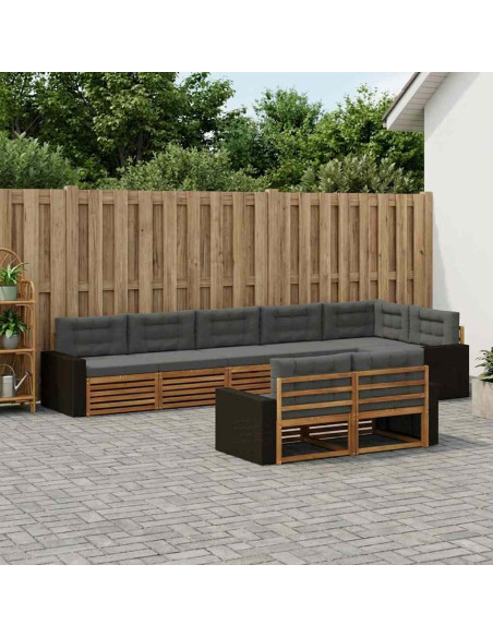 Set di divani da esterno con cuscino 8 pcs Naturale e Antracite