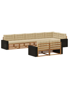 Set di divani da esterno con cuscino 8 pcs Naturale e Beige