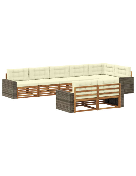 Set di divani da esterno con cuscino 8 pcs Naturale e Crema