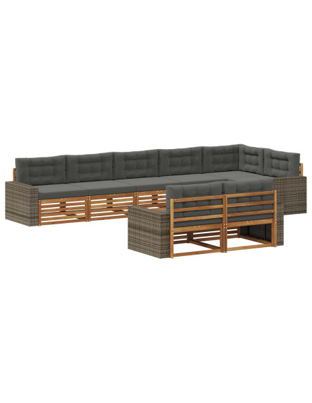 Set di divani da esterno con cuscino 8 pcs Naturale e Antracite