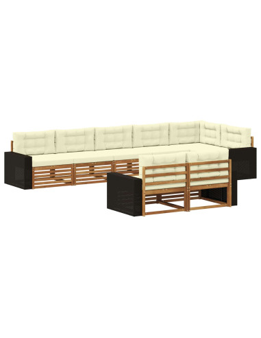 Set di divani da esterno con cuscino 8 pcs Naturale e Crema