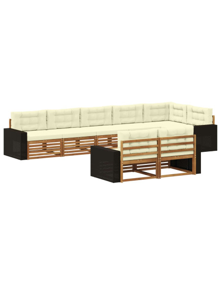 Set di divani da esterno con cuscino 8 pcs Naturale e Crema