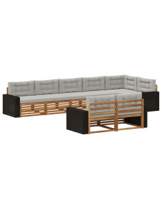 Set di divani da esterno 8 pcs Naturale e Grigio Chiaro 2