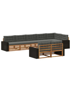 Set di divani da esterno con cuscino 8 pcs Naturale e Antracite 2