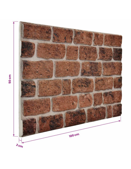 Pannelli da parete 10 pcs Mattone Marrone 100 x 50 cm