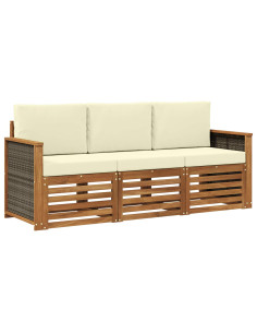 Set divani con cuscino 3 pcs Legno di Acacia Massello