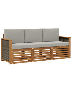 Set divani con cuscino 3 pcs Legno di Acacia Massello
