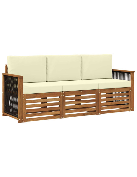 Set divani con cuscino 3 pcs Legno di Acacia Massello
