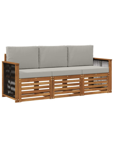 Set divani con cuscino 3 pcs Legno di Acacia Massello