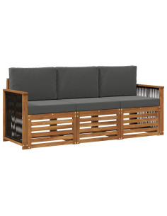 Set divani con cuscino 3 pcs Legno di Acacia Massello