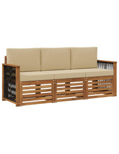 Set divani con cuscino 3 pcs Legno di Acacia Massello
