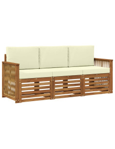 Set divani con cuscino 3 pcs Legno di Acacia Massello