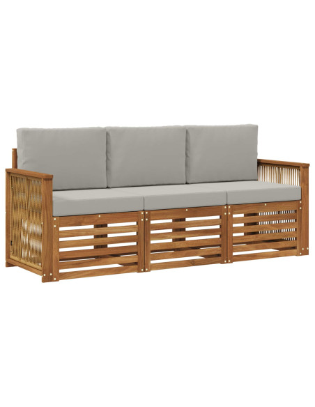 Set divani con cuscino 3 pcs Legno di Acacia Massello