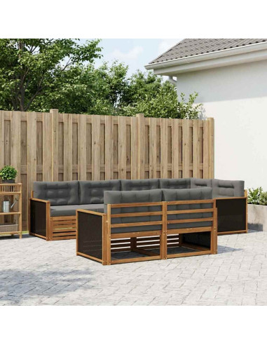 Set di divani da esterno con cuscino 7 pcs Naturale e Antracite