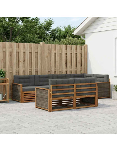 Set di divani da esterno con cuscino 7 pcs Naturale e Antracite