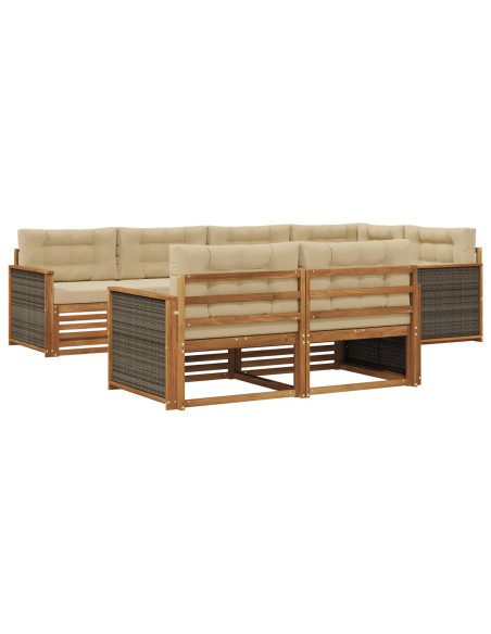 Set di divani da esterno con cuscino 7 pcs Naturale e Beige