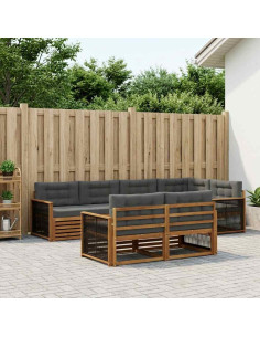 Set di divani da esterno con cuscino 7 pcs Naturale e Antracite