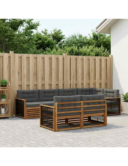 Set di divani da esterno con cuscino 7 pcs Naturale e Antracite