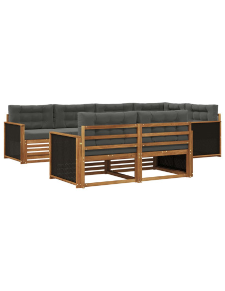Set di divani da esterno con cuscino 7 pcs Naturale e Antracite