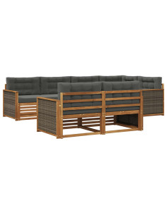 Set di divani da esterno con cuscino 7 pcs Naturale e Antracite 2