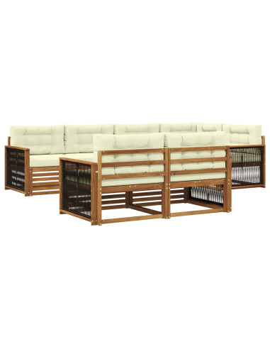 Set di divani da esterno con cuscino 7 pcs Naturale e Crema