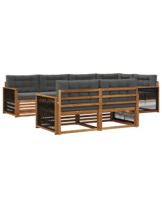 Set di divani da esterno con cuscino 7 pcs Naturale e Antracite 2