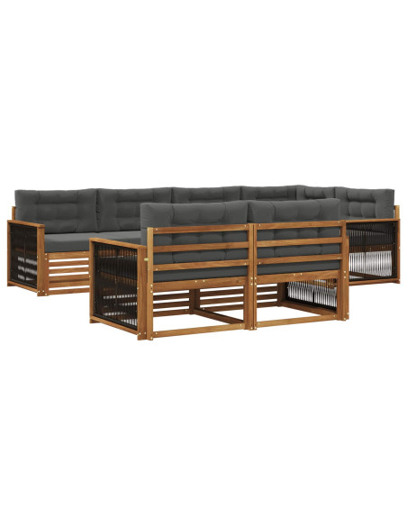 Set di divani da esterno con cuscino 7 pcs Naturale e Antracite