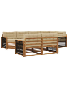 Set di divani da esterno con cuscino 7 pcs Naturale e Beige 2
