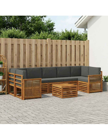 Set di divani da esterno con cuscino 8 pcs Naturale e Antracite