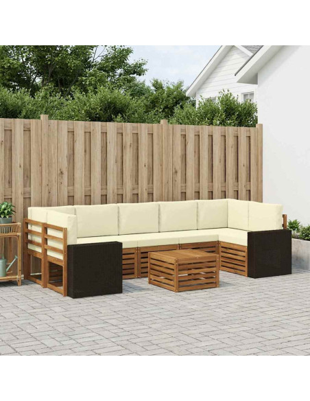 Set di divani da esterno con cuscino 8 pcs Naturale e Crema